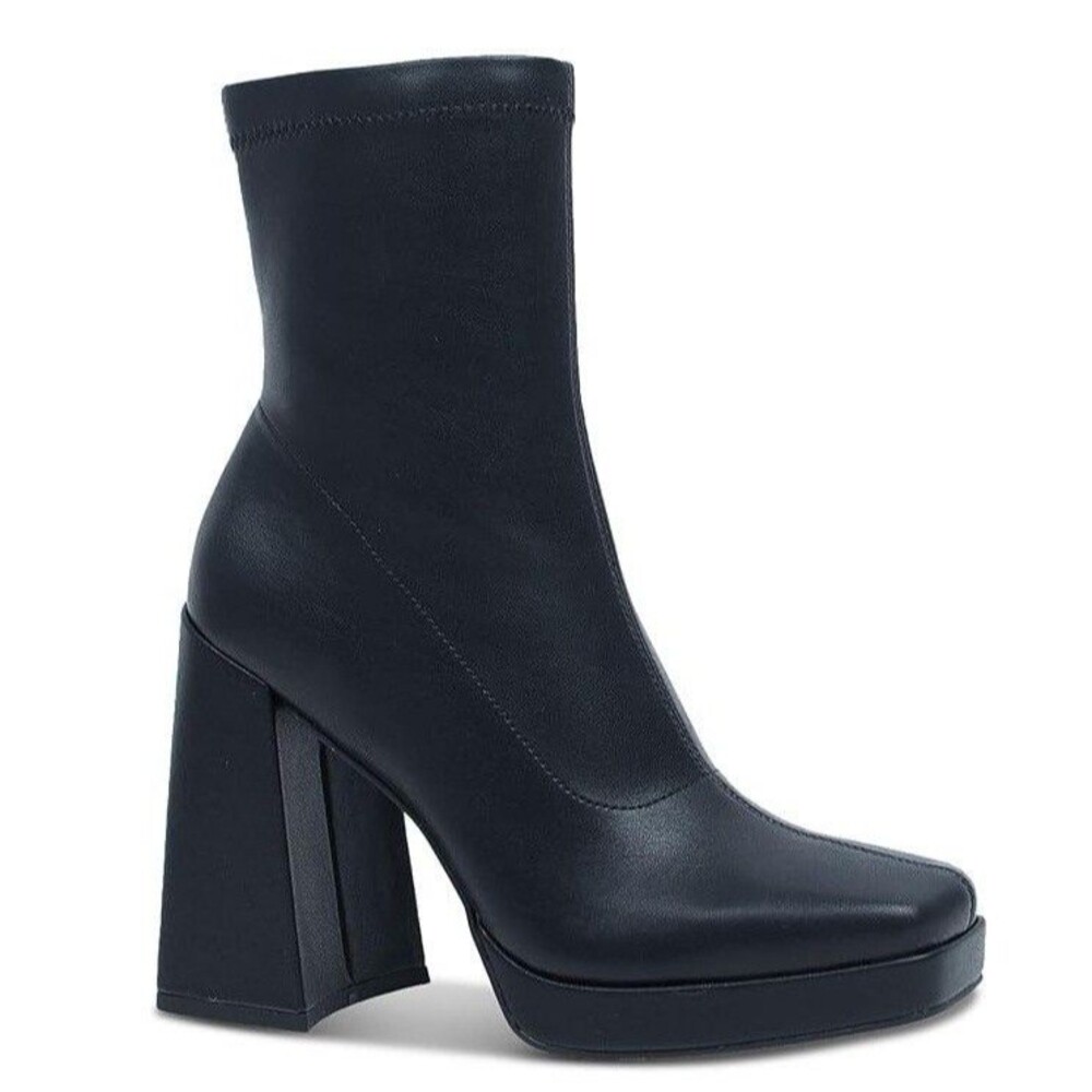Wild Pair Womens 10 M Black Beaute Faux Leather Platform Block Heel Boots NIBFT1